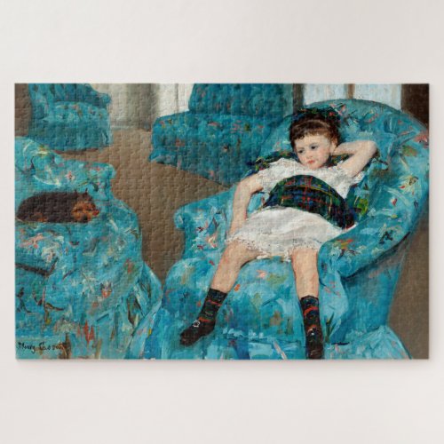 Little Girl in a Blue Armchair by Mary Cassatt Jigsaw Puzzle