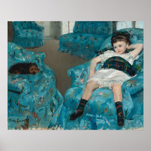 Little Girl in a Blue Armchair by Mary Cassatt Poster