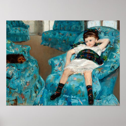 Little Girl in a Blue Armchair by Mary Cassatt Poster