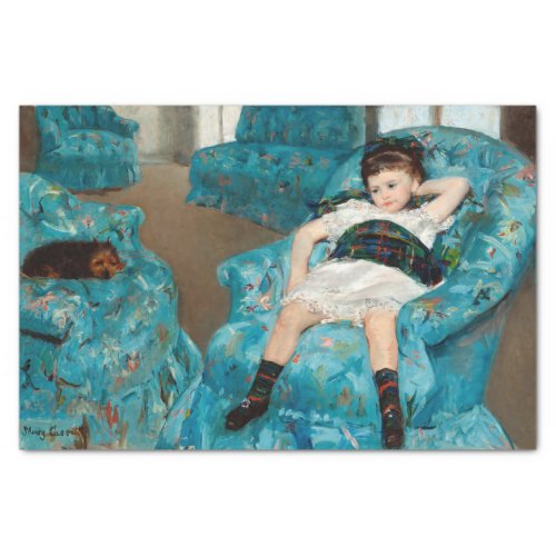 Little Girl in a Blue Armchair by Mary Cassatt Tissue Paper