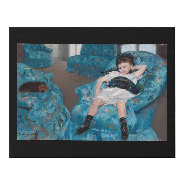 Little Girl in a Blue Armchair, Cassatt Faux Canvas Print (Front)