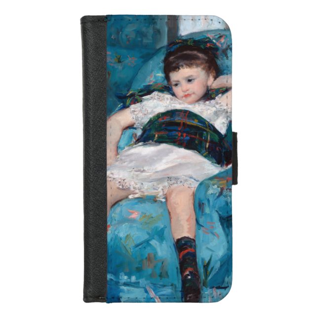 Little Girl in a Blue Armchair, Cassatt iPhone Wallet Case (Front)