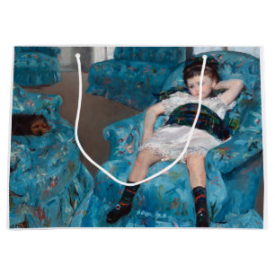 Little Girl in a Blue Armchair, Cassatt Large Gift Bag