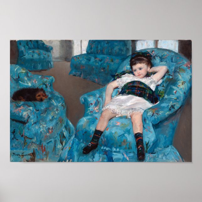 Little Girl in a Blue Armchair, Cassatt Poster (Front)