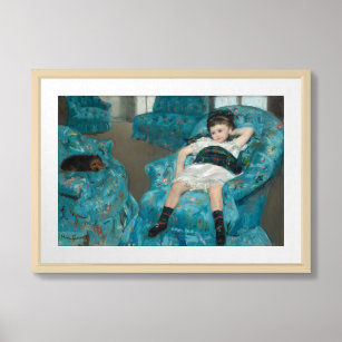 Little Girl in a Blue Armchair   Mary Cassatt Framed Art