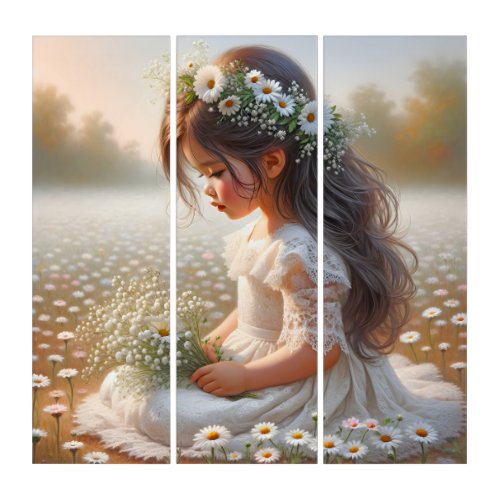 Little Girl In A Daisy Field Triptych