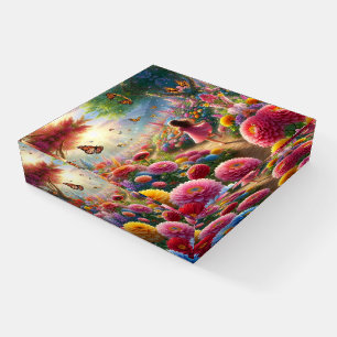 Little Girl in a Field of Flowers and Butterflies Paperweight