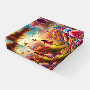 Little Girl in a Field of Flowers and Butterflies Paperweight