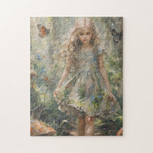 Little Girl in a Whimsical Scene Jigsaw Puzzle