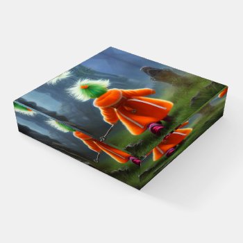 Little Girl In Orange Coat Paperweight by MarblesPictures at Zazzle
