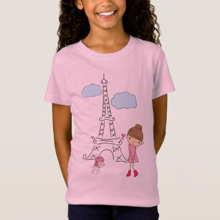 Little Girl In Paris With Poodle Shirt For A Girl