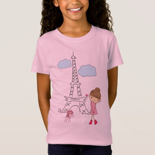 Little Girl in Paris with Poodle shirt for a girl