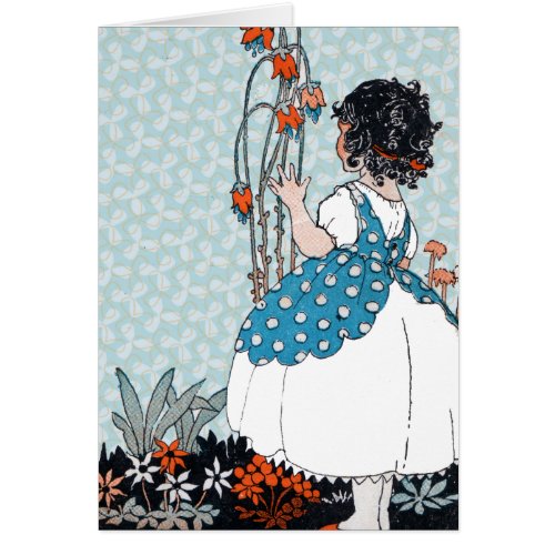 Little Girl in Pinafore by Pretty Flowers