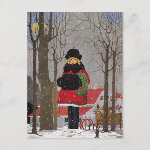 Little Girl in Red Coat Postcard