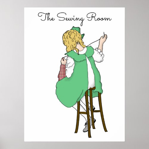 Little Girl in the Sewing Room Poster