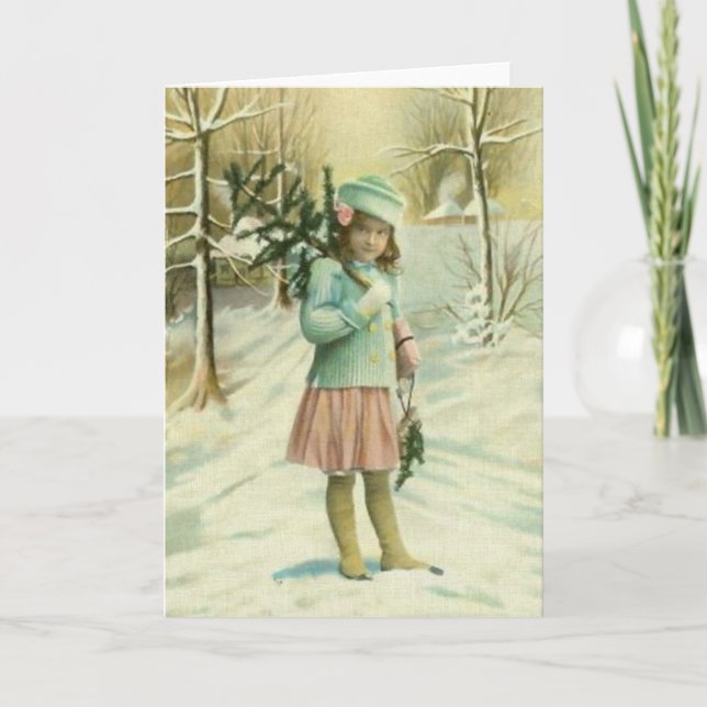 Little Girl in Winter Holiday Card (Front)