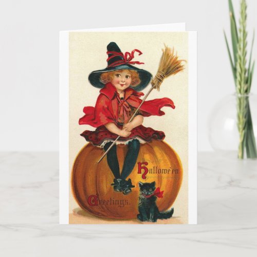 Little Girl in Witch Costume Card