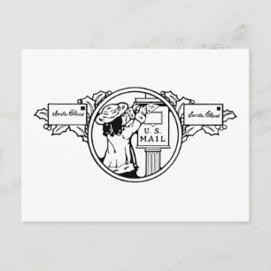 Little Girl Mailing Letter Christmas Coloring Holiday Postcard