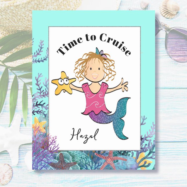  Little Girl Mermaid Cartoon Adorable Sweet Cruise Magnetic Dry Erase Sheet (Creator Uploaded)