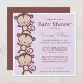 LITTLE GIRL MONKEYS | BABY SHOWER INVITATION (Front/Back)