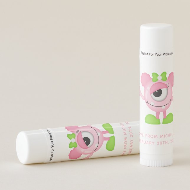 Little Girl Monster themed Party Lip Balm (Front)