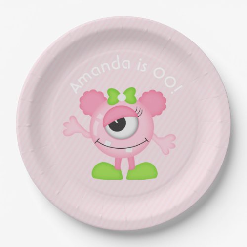 Little Girl Monster themed Party personalized Paper Plates