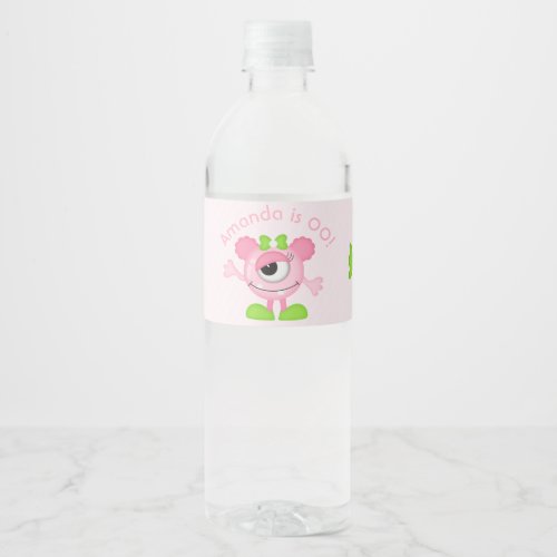 Little Girl Monster themed Party Water Bottle Label