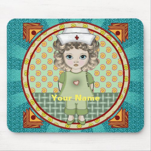 Little Girl Nurse custom name Mouse Pad