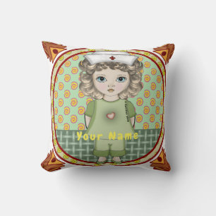 Little girl nurse throw pillow