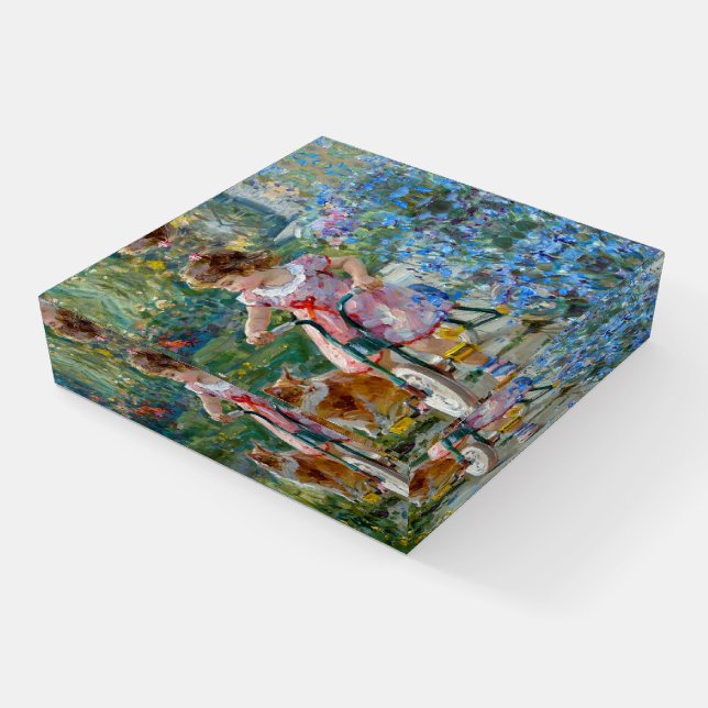 Little Girl on a Bike Fine Art Paperweight (Angled)