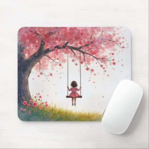 Little Girl On a Cherry Tree Swing Mouse Pad
