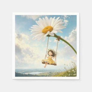 Little Girl on a Daisy Swing Napkins