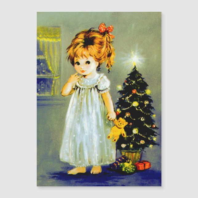 Little Girl On Christmas Eve Holiday Card (Front)