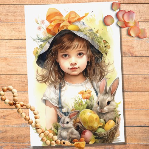 Little Girl on Easter 1 Decoupage Paper