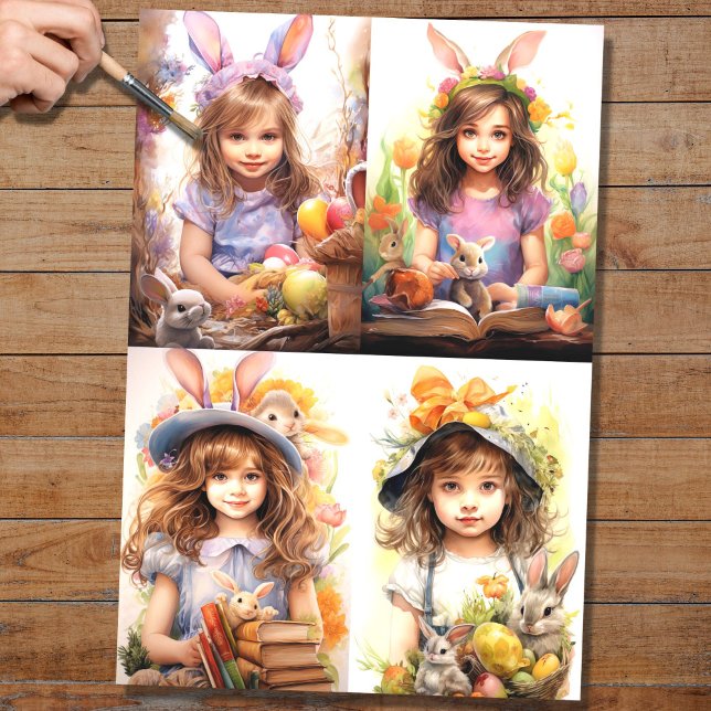 Little Girl on Easter Collage 1 Decoupage Paper (Creator Uploaded)