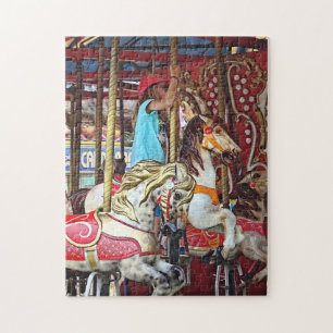 Little Girl on Merry-Go-Round Jigsaw Puzzle