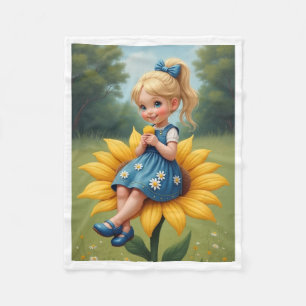Little Girl on Sunflower Blanket