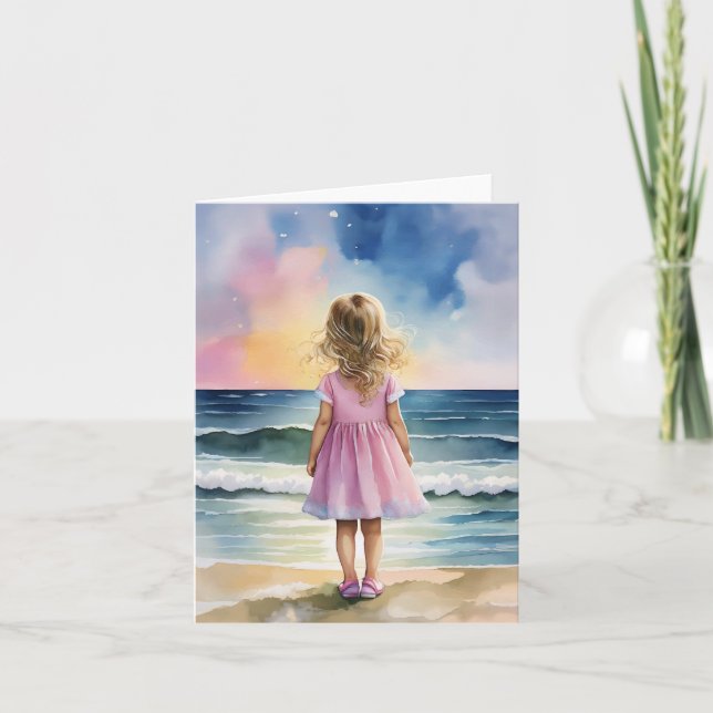 Little Girl on the Beach Stationery Card (Front)