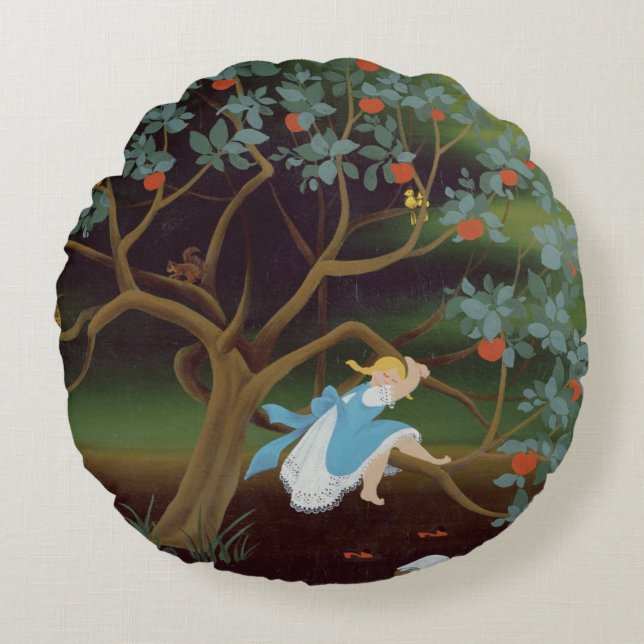 Little Girl on the Tree of Dreams Round Pillow (Front)
