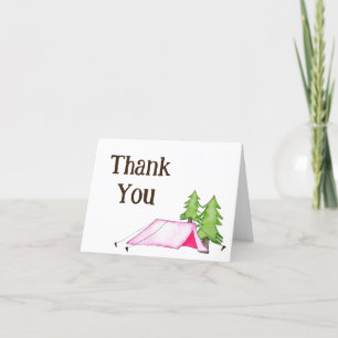 Little Girl One Happy Camper First Birthday Party Letterpress Thank You Card