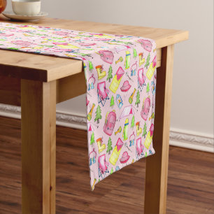 Little Girl One Happy Camper First Birthday Party Short Table Runner