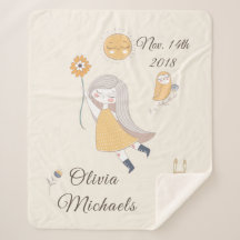 Little Girl Owl Rabbit Personalized Date and Name