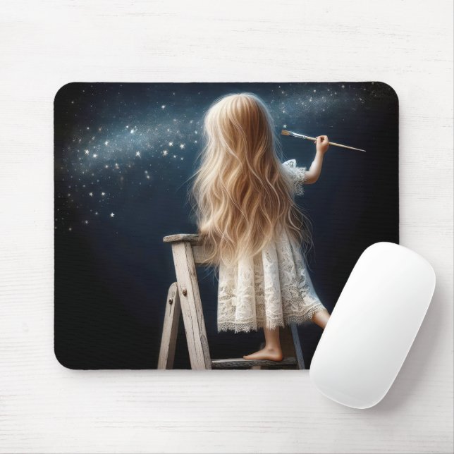 Little Girl Painting Stars In Night Sky Mouse Pad (With Mouse)