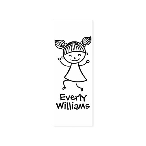 Little Girl Personalized Rubber Stamp