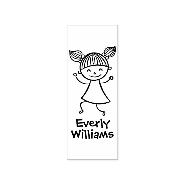 Little Girl Personalized Rubber Stamp (Imprint)