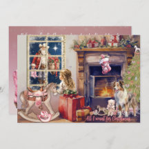 Little Girl, Pink Cowboy Boots for Christmas Card
