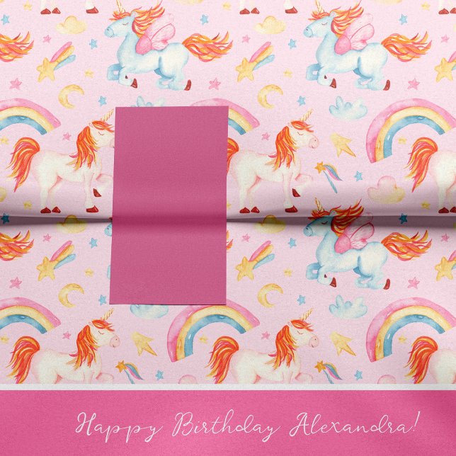 Little Girl Pink Unicorn Pattern Happy Birthday Tissue Paper (Creator Uploaded)