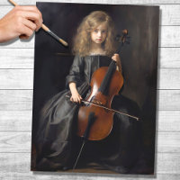 Little Girl Playing Cello 1 Decoupage Paper