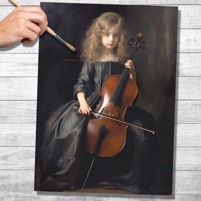 Little Girl Playing Cello 1 Decoupage Paper (Creator Uploaded)