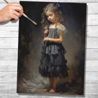 Little Girl Playing Flute 1 Decoupage Paper